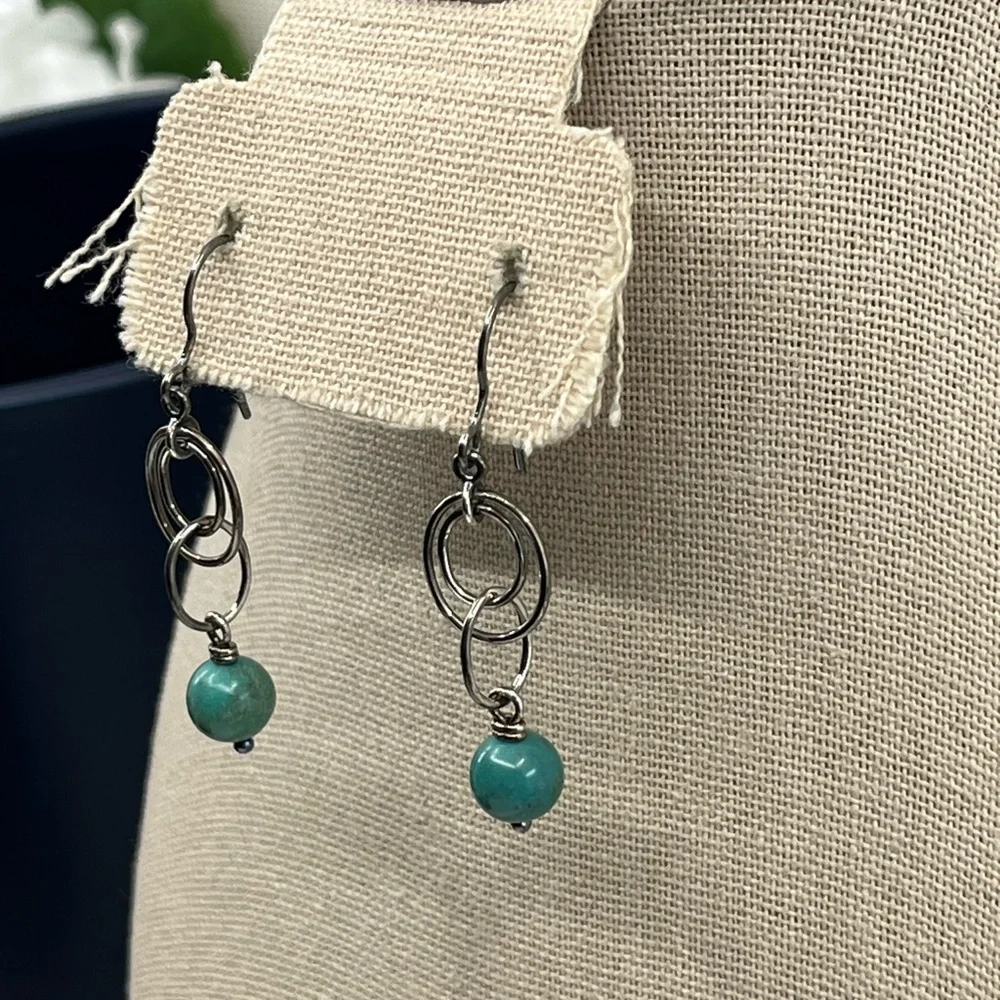 Vintage Whitney Kelly Sterling Silver Earrings with Turquoise Beads - Picture 11 of 16